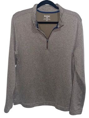 Rhone Sweater Mens Large Commuter Pullover 1/4 Zip Long Sleeve Brown Outdoor
